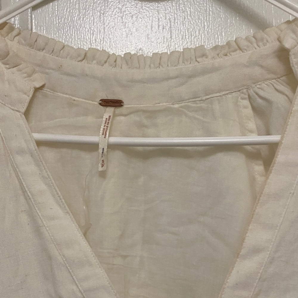 Cream V-Neck Blouse